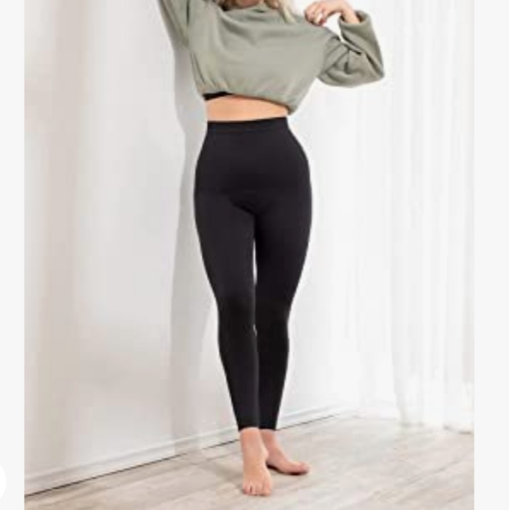 Shapermint Empetua High Waist Shaping Leggings Black Compression Active Gym L XL